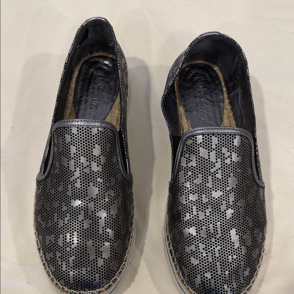 Jimmy Choo Black Perforated Loafers